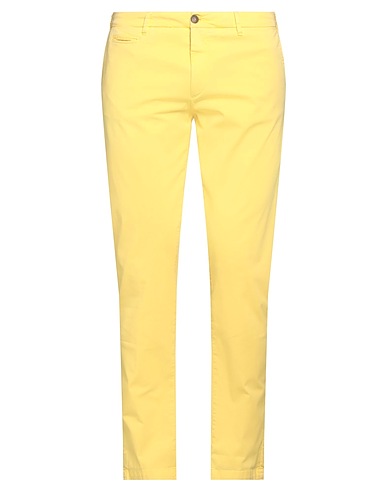 40WEFT Casual pants Yellow 97% Cotton, 3% Elastane