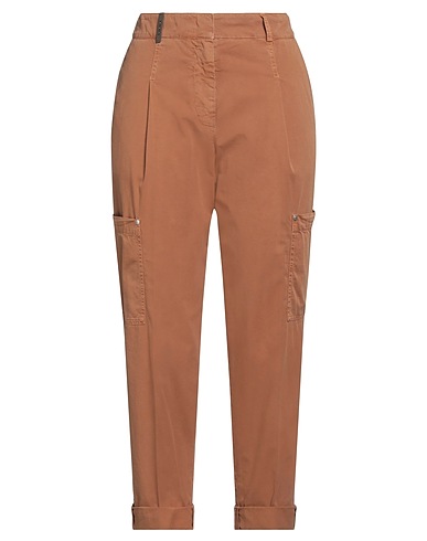 PESERICO Casual pants Brown 97% Cotton, 3% Elastane