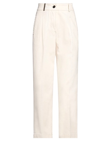 PESERICO Denim trousers Cream 98% Cotton, 2% Elastane