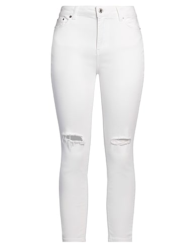 AGLINI Denim trousers White 98% Cotton, 2% Elastane