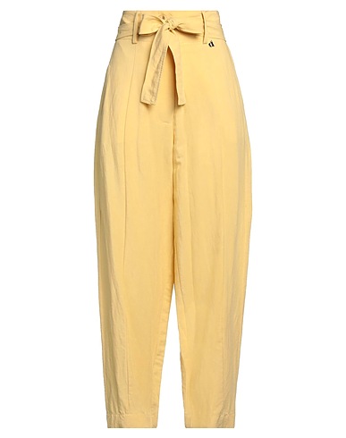 DIXIE Casual pants Pastel yellow 62% Viscose, 38% Linen
