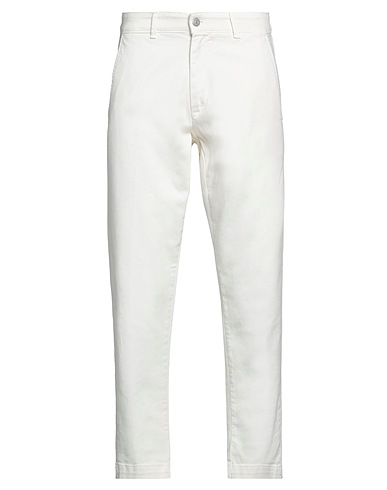LIU •JO MAN Denim trousers Ivory 98% Cotton, 2% Elastane