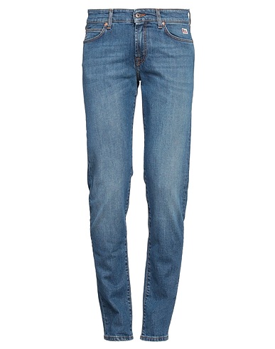 ROŸ ROGER'S Denim trousers Blue 87% Cotton, 11% Polyester, 2% Rubber