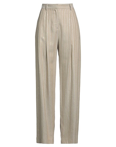 ERMANNO FIRENZE Casual trouser Sand 77% Viscose, 21% Polyester, 2% Metallic Polyester