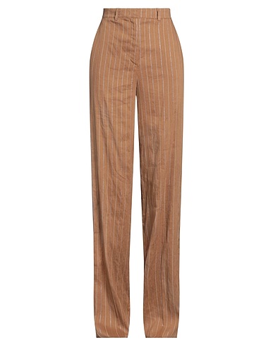 MARELLA Casual trouser Brown 59% Linen, 37% Viscose, 2% Elastane, 1% Polyamide, 1% Metallic fiber