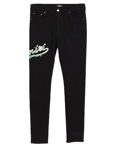 AMIRI Denim trousers Black 100% Cotton, Cow leather