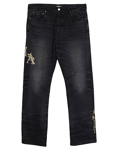 AMIRI Denim trousers Black 100% Cotton, Cow leather