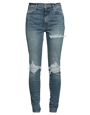 AMIRI Denim trousers Blue 97% Cotton, 3% Elastane, Ovine leather