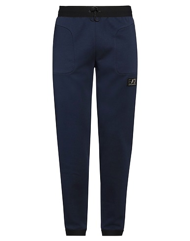 EA7 Casual trouser Navy blue 70% Cotton, 30% Polyester, Polyamide, Elastane
