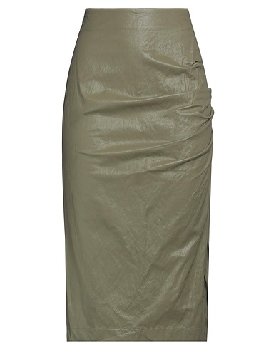 MARYLEY Gonna midi Verde militare 100% Poliuretano
