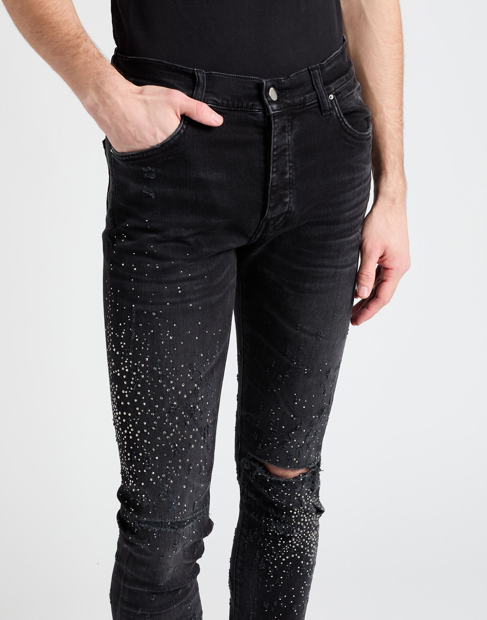 パンツ amiri slim fit jeans28 Slim jean Amiri Blue size 28 US in Cotton - elasthane - 43929132