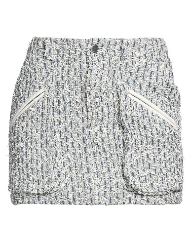 AMIRI Mini skirt Slate blue 61% Cotton, 35% Synthetic fibers, 4% Mohair wool, Cow leather