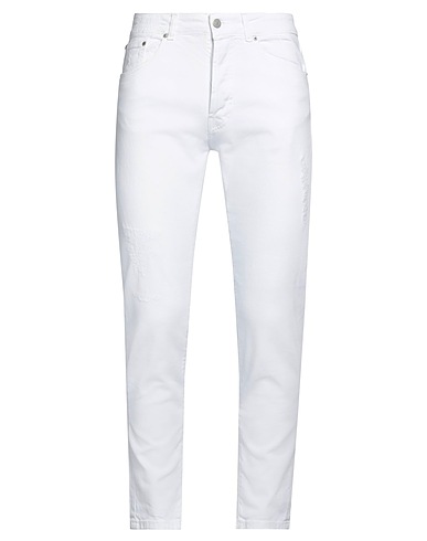 LIU •JO MAN Denim pants White 98% Cotton, 2% Elastane