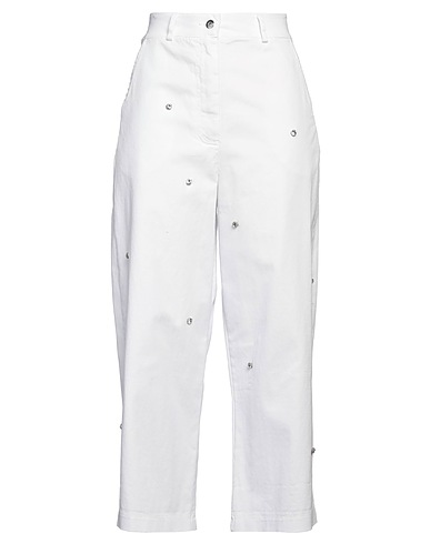 LE STREGHE Casual pants White 98% Cotton, 2% Elastane