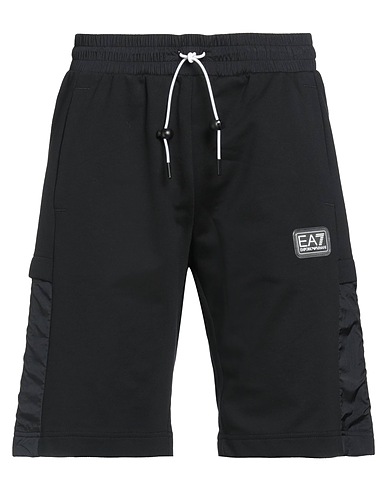 EA7 Shorts & Bermuda Nero 100% Cotone, Poliammide