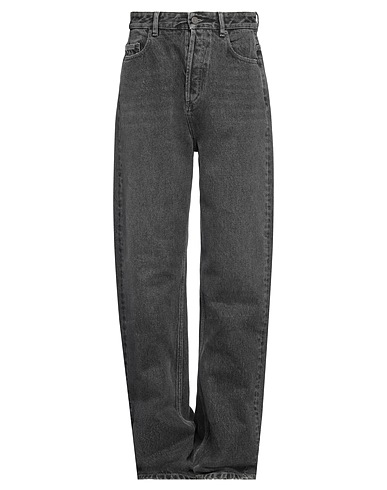 VALENTINO GARAVANI Denim pants Black 100% Cotton, Cow leather