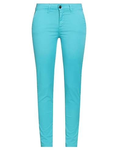 SISTE'S Casual trouser Turquoise 98% Cotton, 2% Elastane