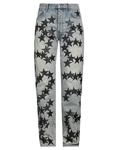 AMIRI Denim pants Blue 100% Cotton, Cow leather