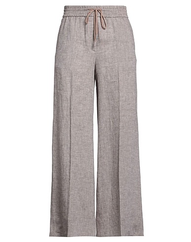 PESERICO Casual pants Taupe 100% Linen, Cotton