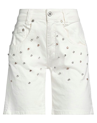 PLEASE Denim shorts White 98% Cotton, 2% Elastane