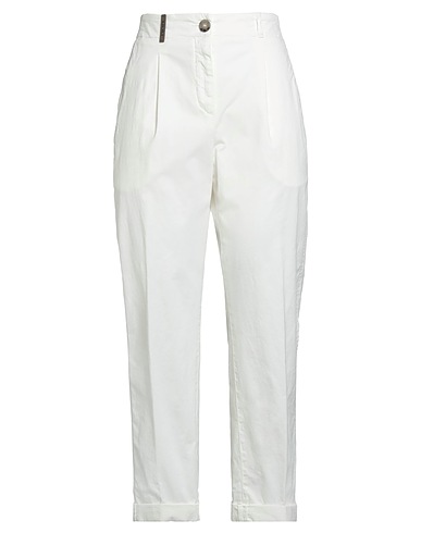 PESERICO Casual trouser White 98% Cotton, 2% Elastane
