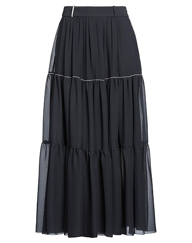 PESERICO Long skirt Midnight blue 100% Polyester