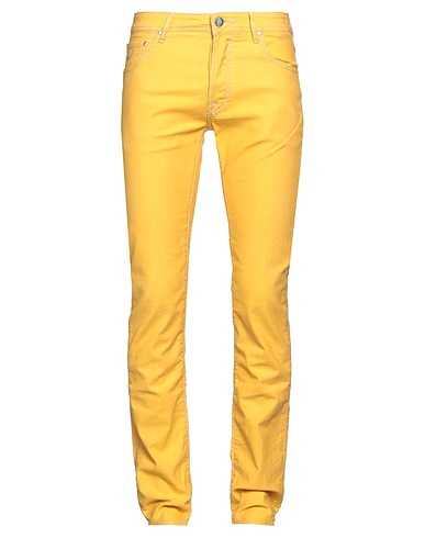 JACOB COHЁN Denim trousers Yellow 97% Cotton, 3% Elastane