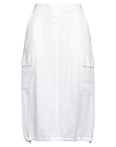PESERICO Midi skirt EASY White 100% Linen