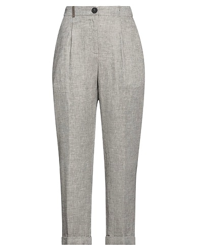 PESERICO Casual pants Dark brown 100% Linen