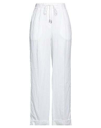 PESERICO Pantalone Bianco 100% Lino, Cotone