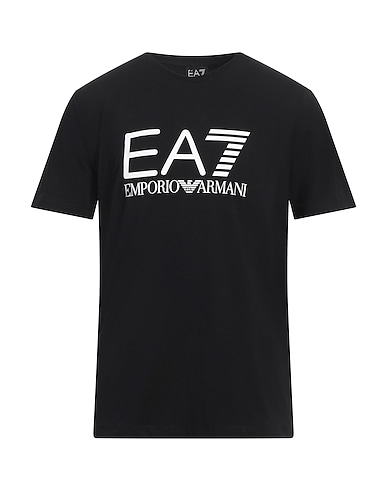 EA7 T-shirt Noir 95% Coton, 5% Élasthanne