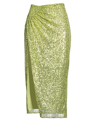 PINKO Midi skirt Light green 93% Polyester, 7% Elastomultiester