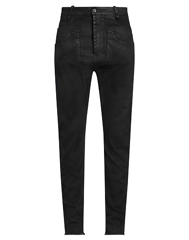 MASNADA Denim trousers Black 99% Cotton, 1% Elastane