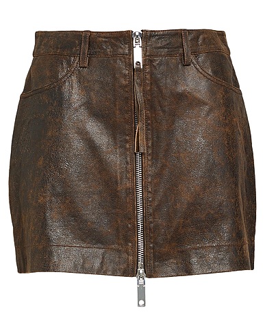 MAX&Co. Mini skirt SERBIA Brown 100% Lambskin