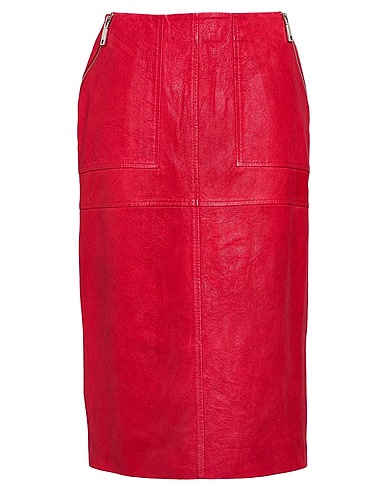 MAX&Co. Gonna midi MOTORE Rosso 100% Pelle ovina