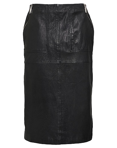MAX&Co. Gonna midi MOTORE Nero 100% Pelle ovina