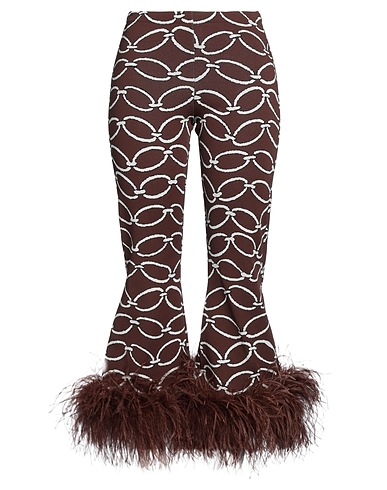 VALENTINO GARAVANI Casual trouser Brown 83% Viscose, 17% Polyester, Ostrich feathers