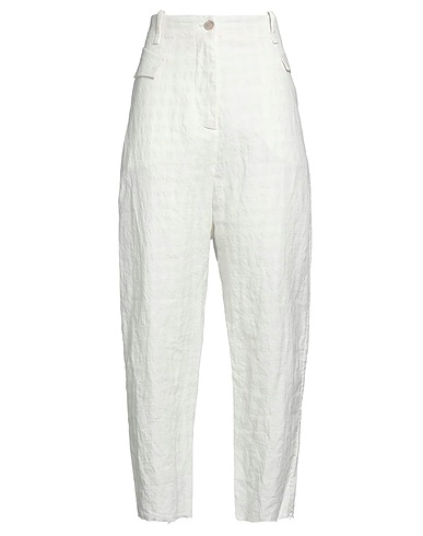 MASNADA Casual trouser Ivory 66% Hemp, 31% Cotton, 3% Metal