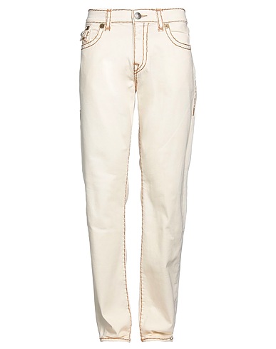 TRUE RELIGION Denim pants Ivory 99% Cotton, 1% Elastane