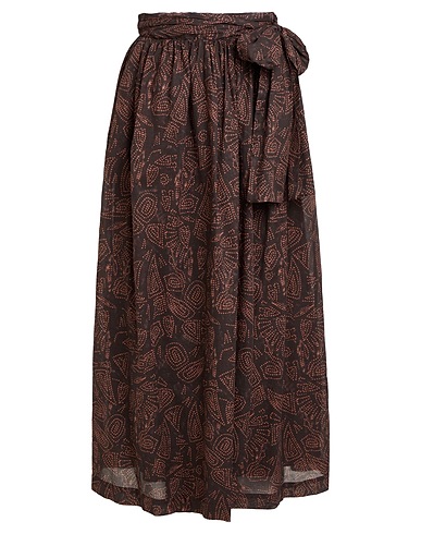 OTTOD'AME Midi skirt Dark brown 100% Cotton