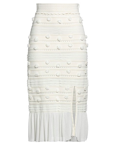SANDRO Midi skirt Ivory 56% Viscose, 43% Polyamide, 1% Elastane