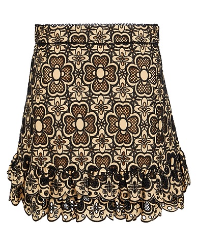 SANDRO Mini skirt Beige 100% Cotton, Polyester
