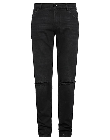 DOLCE&GABBANA Denim trousers Black 98% Cotton, 2% Elastane, Zamak, Calfskin, Brass