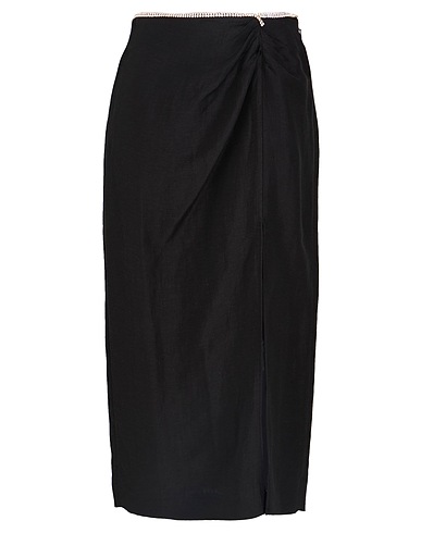 SANDRO Midi skirt Black 52% Viscose, 48% Linen