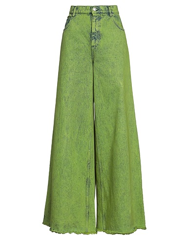 MARNI Denim pants Green 100% Cotton, Calfskin