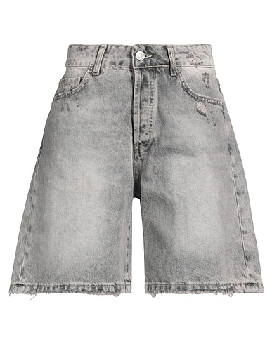VICOLO Denim shorts Light grey 100% Cotton