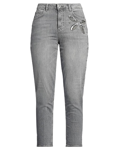 LIU •JO Denim trousers Grey 99% Cotton, 1% Elastane