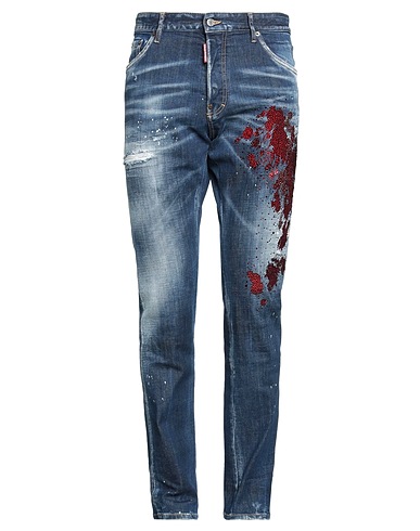 DSQUARED2 Denim trousers Blue 99% Cotton, 1% Elastane, Calfskin, Aluminium