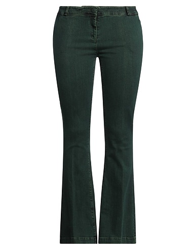 KILTIE Denim trousers Green 97% Cotton, 3% Elastane