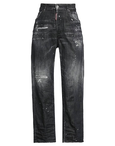 DSQUARED2 Denim trousers Charcoal 98% Cotton, 2% Elastane, Calfskin